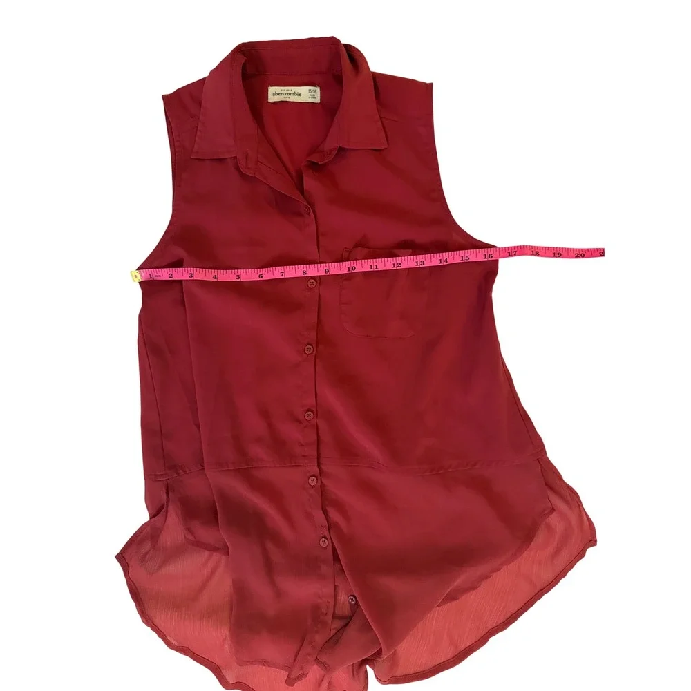 Abercrombie Kids Girls Burgundy Sleeveless Button Down High Low Shirt Size 15/16